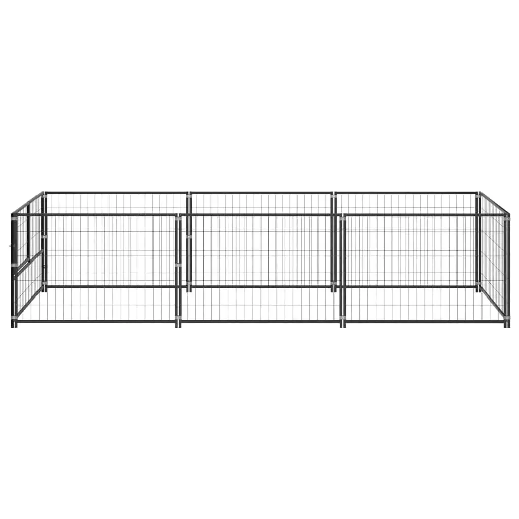 Dog Kennel Black 3 mÂ² Steel 3082093