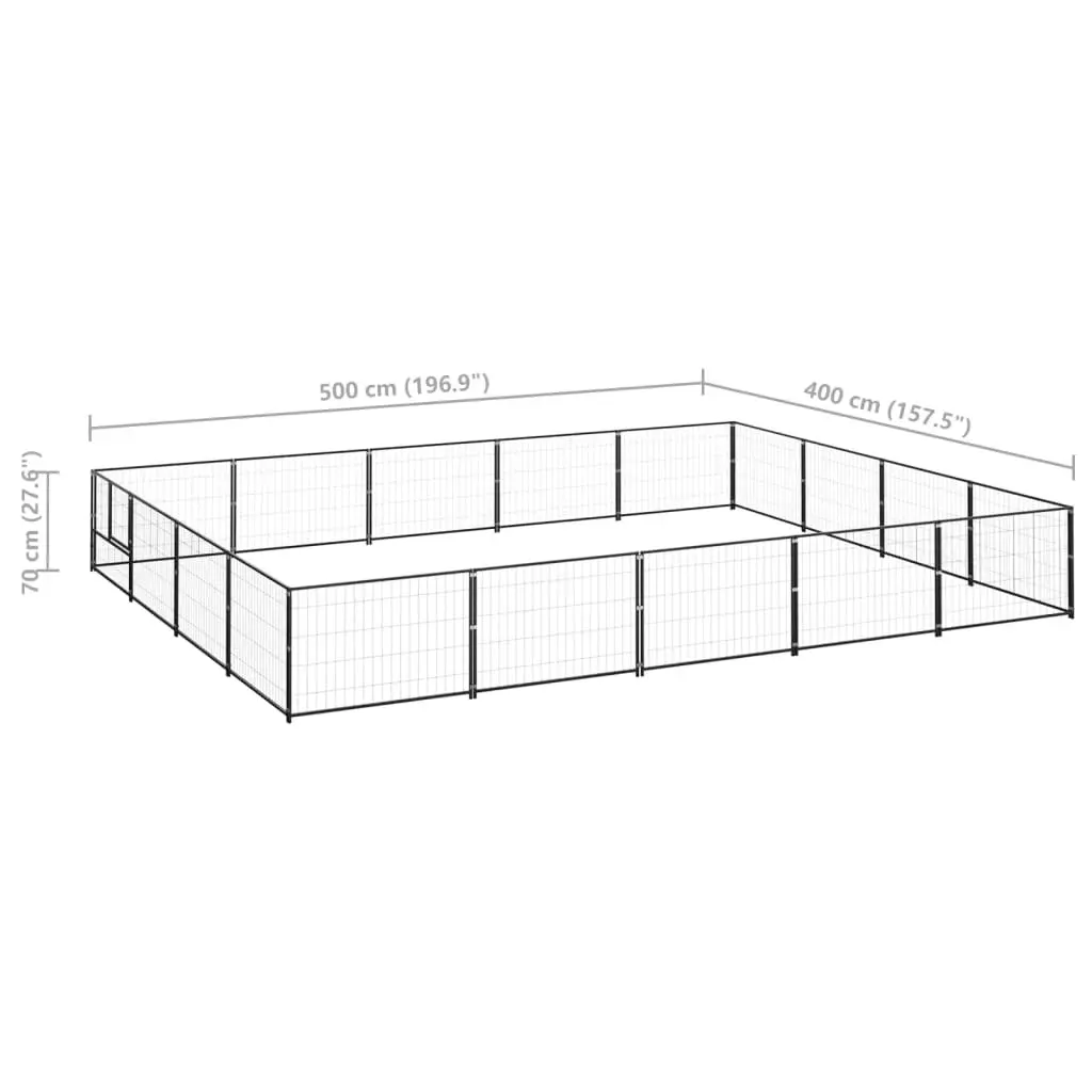 Dog Kennel Black 20 mÂ² Steel 3082144