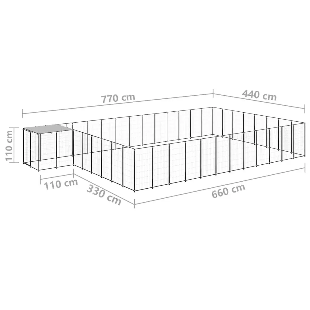 Dog Kennel Black 30.25 mÂ² Steel 3082230