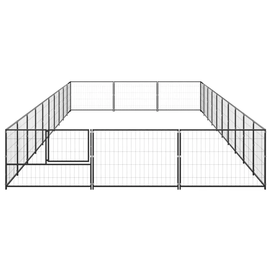 Dog Kennel Black 30 mÂ² Steel 3082134