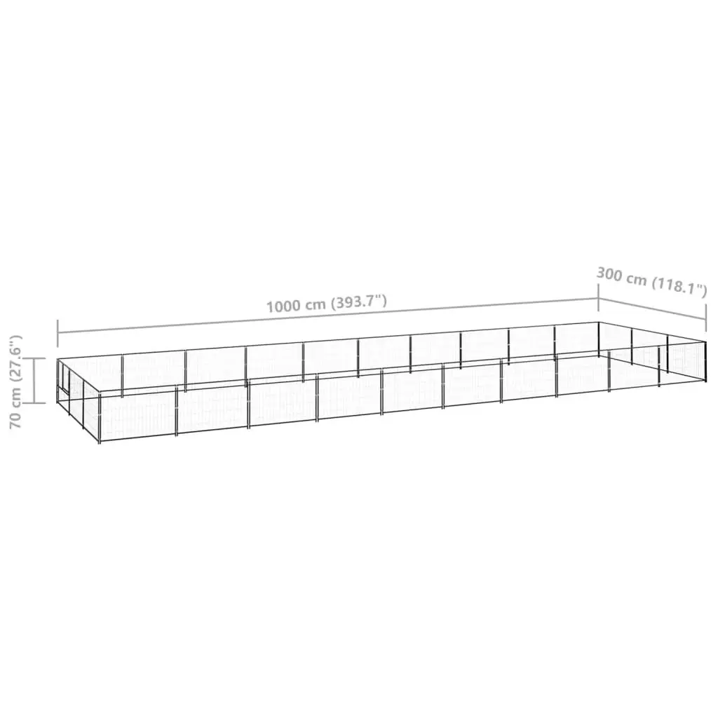 Dog Kennel Black 30 mÂ² Steel 3082134