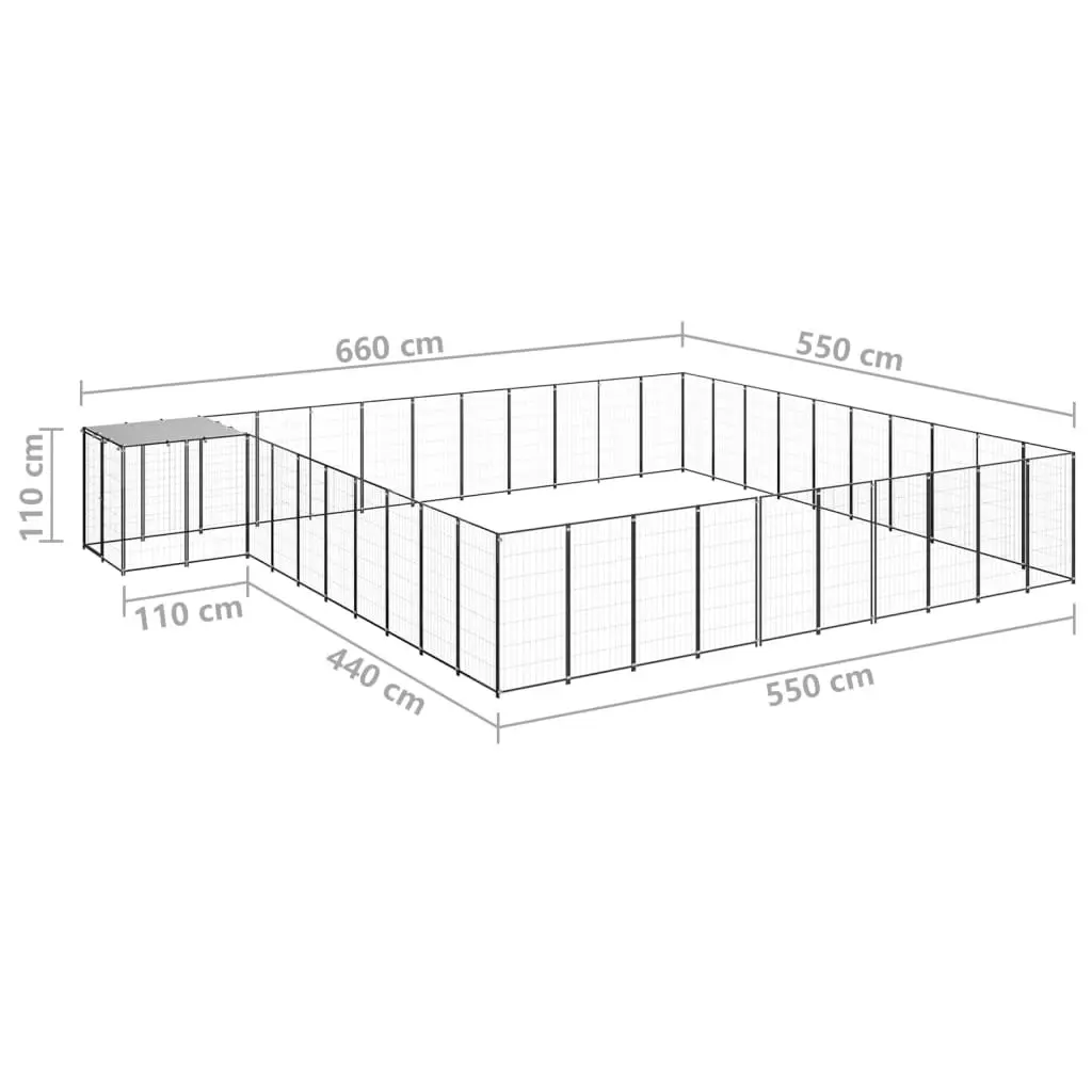 Dog Kennel Black 31.46 mÂ² Steel 3082241