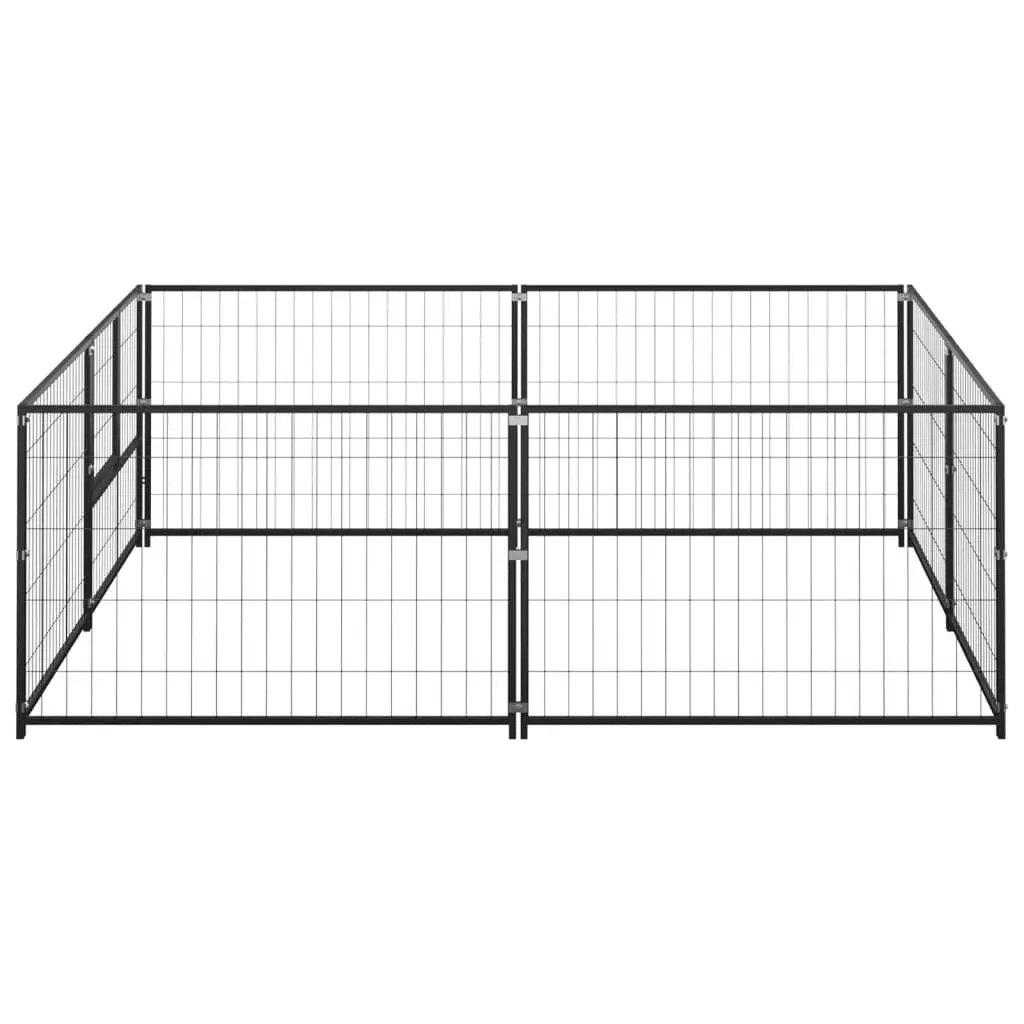 Dog Kennel Black 4 mÂ² Steel 3082109