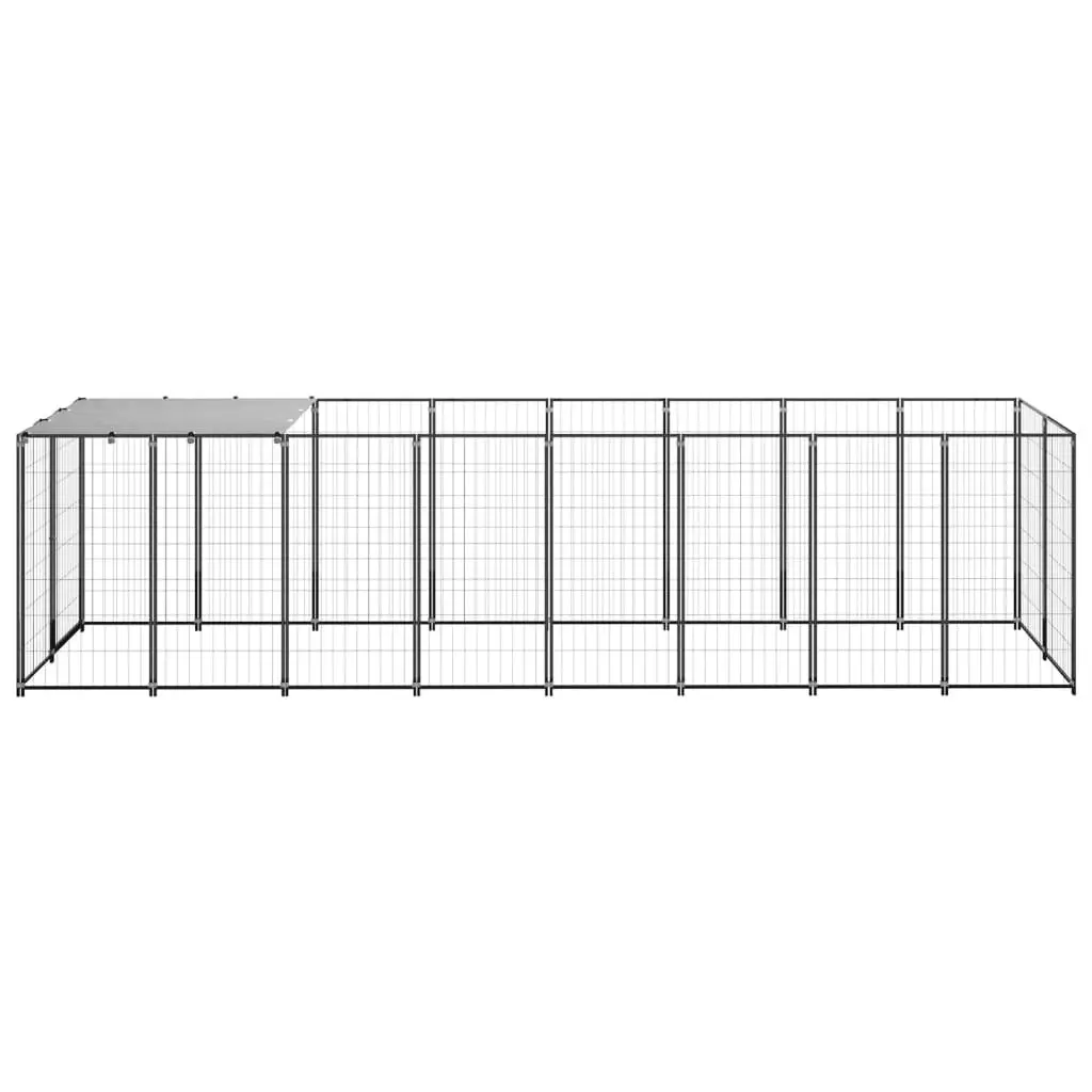 Dog Kennel Black 4.84 mÂ² Steel 3082200