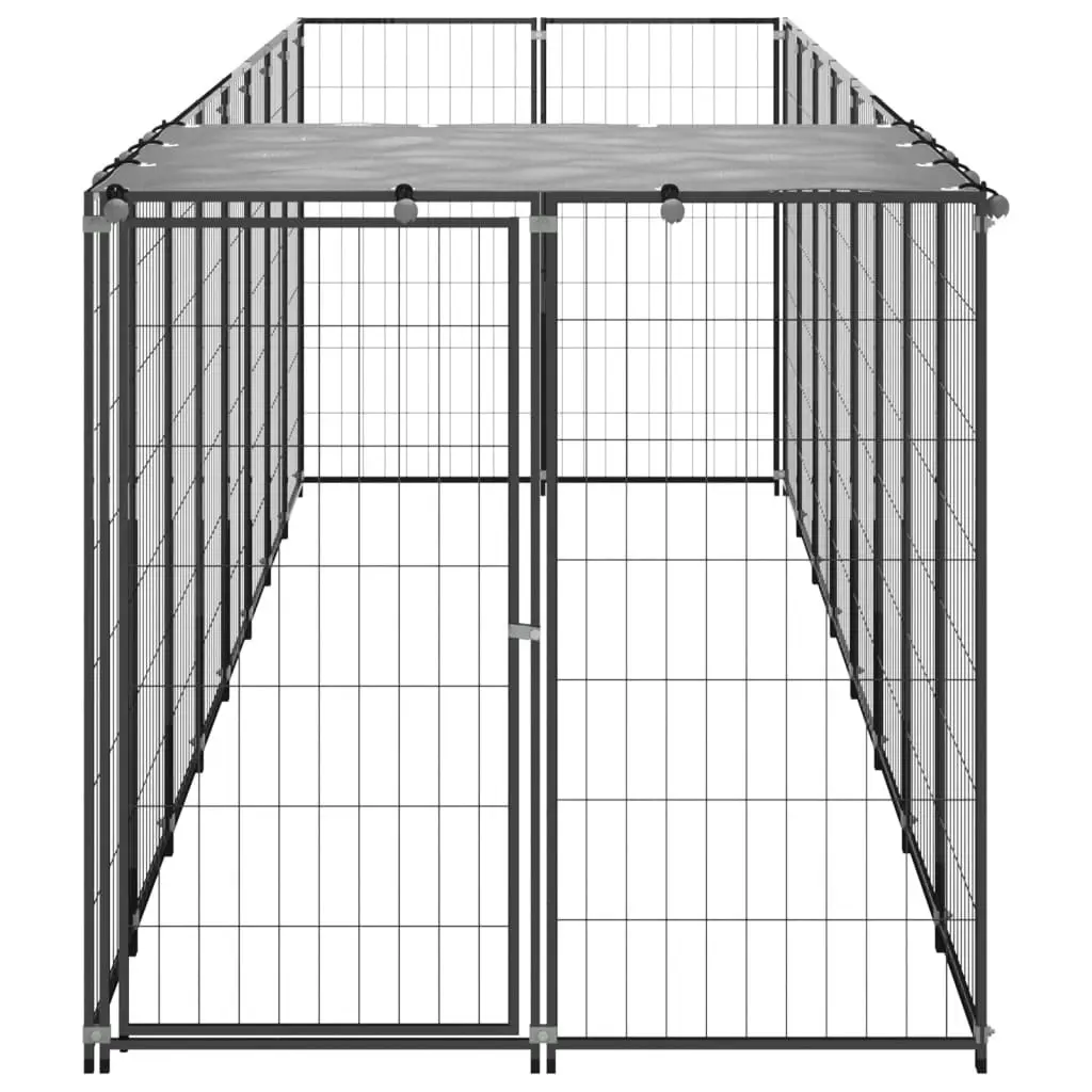 Dog Kennel Black 4.84 mÂ² Steel 3082200