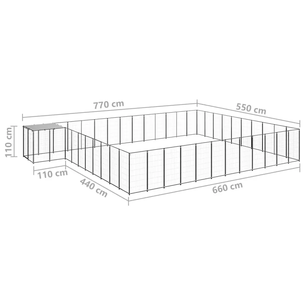 Dog Kennel Black 37.51 mÂ² Steel 3082242