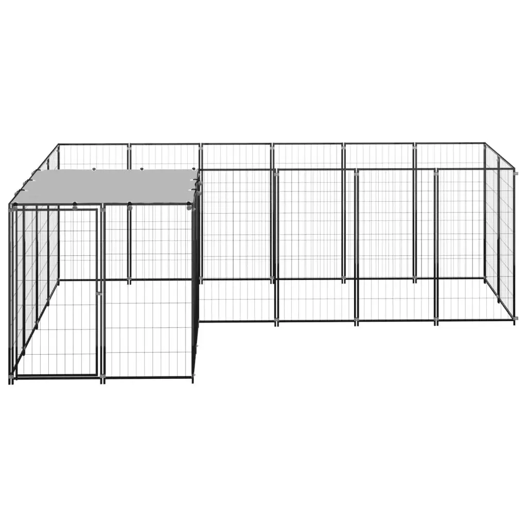 Dog Kennel Black 4.84 mÂ² Steel 3082211