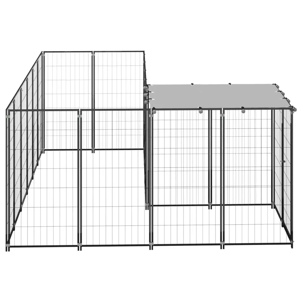 Dog Kennel Black 4.84 mÂ² Steel 3082211