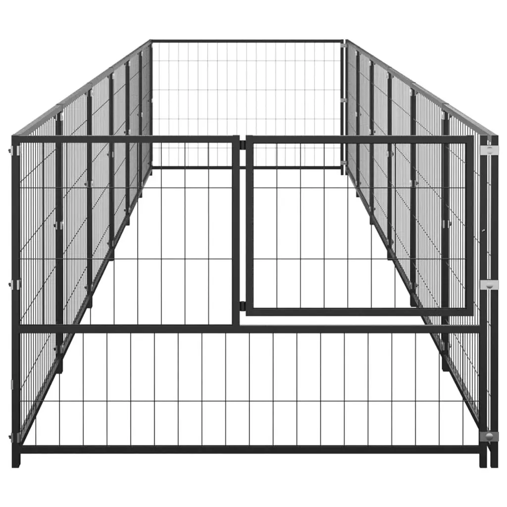 Dog Kennel Black 6 mÂ² Steel 3082096