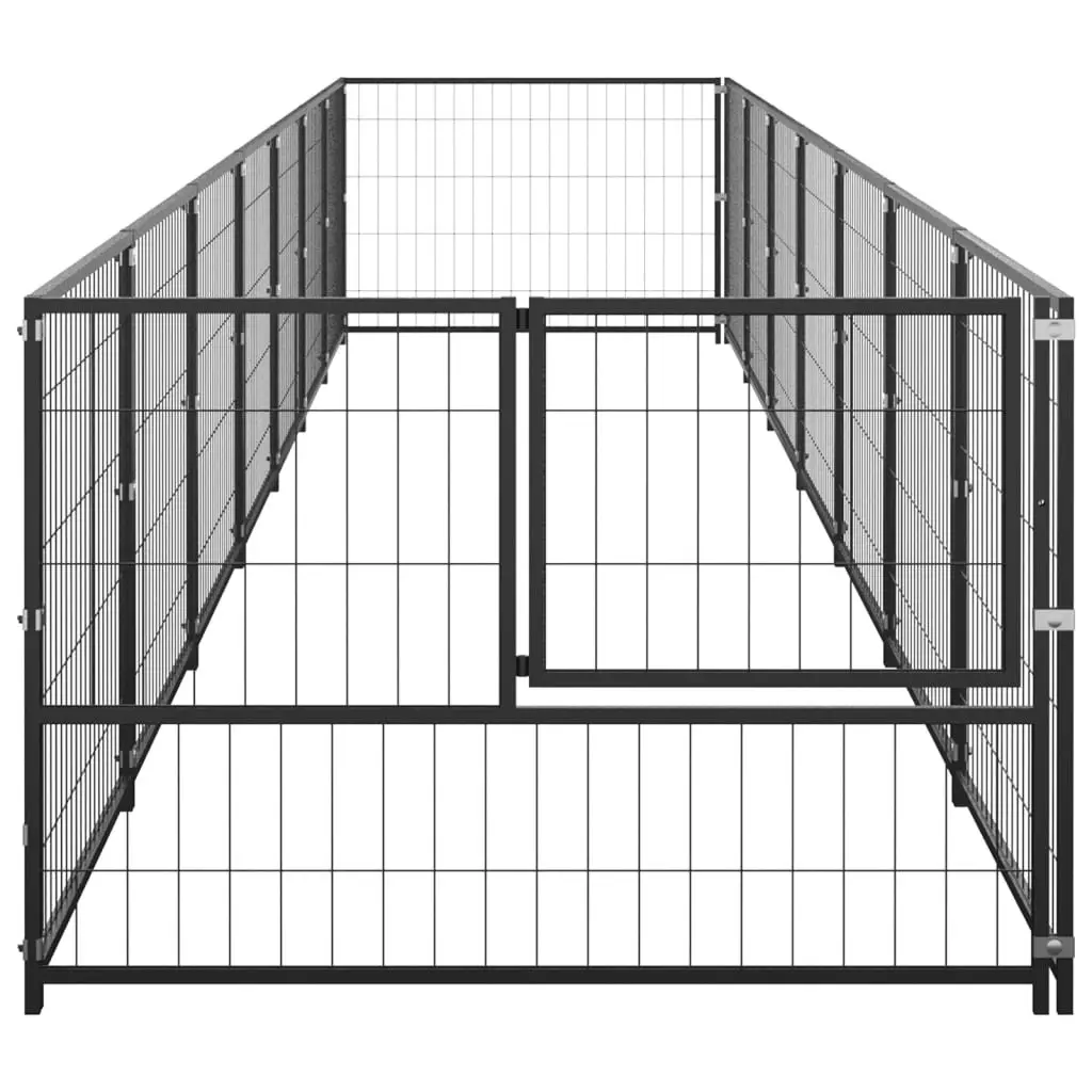 Dog Kennel Black 7 mÂ² Steel 3082097