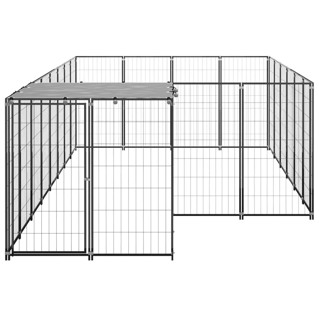 Dog Kennel Black 8.47 mÂ² Steel 3082206