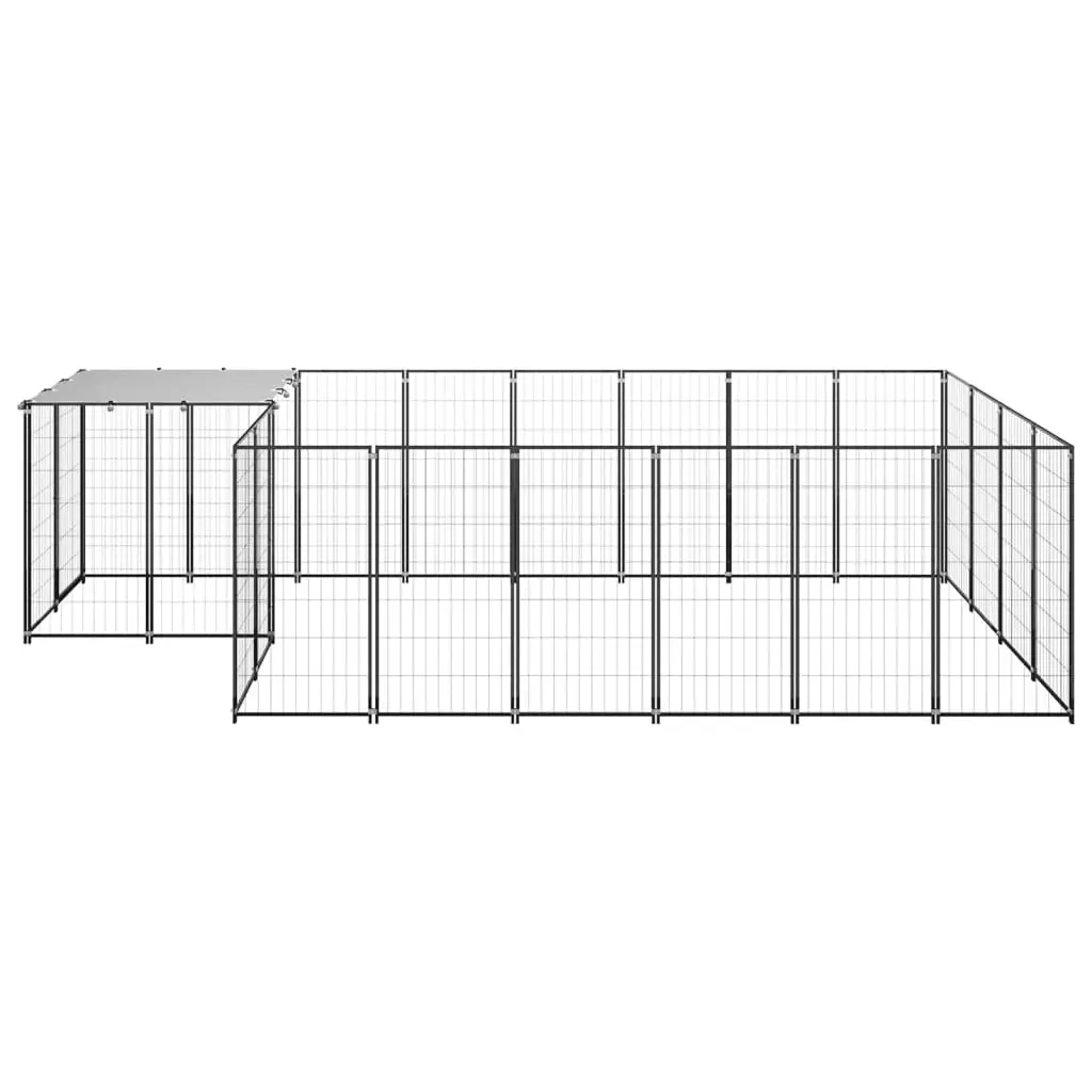 Dog Kennel Black 8.47 mÂ² Steel 3082206