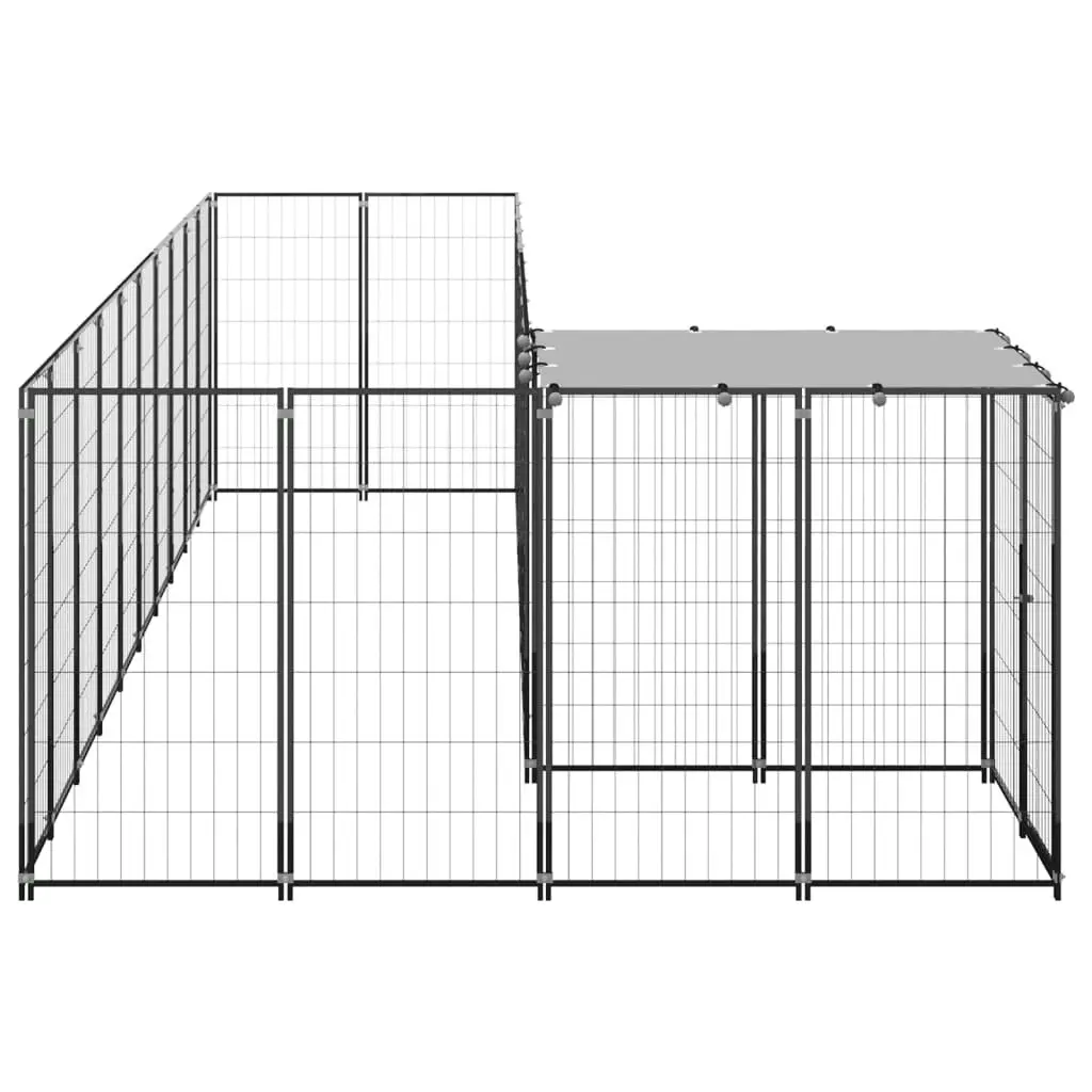 Dog Kennel Black 7.26 mÂ² Steel 3082237