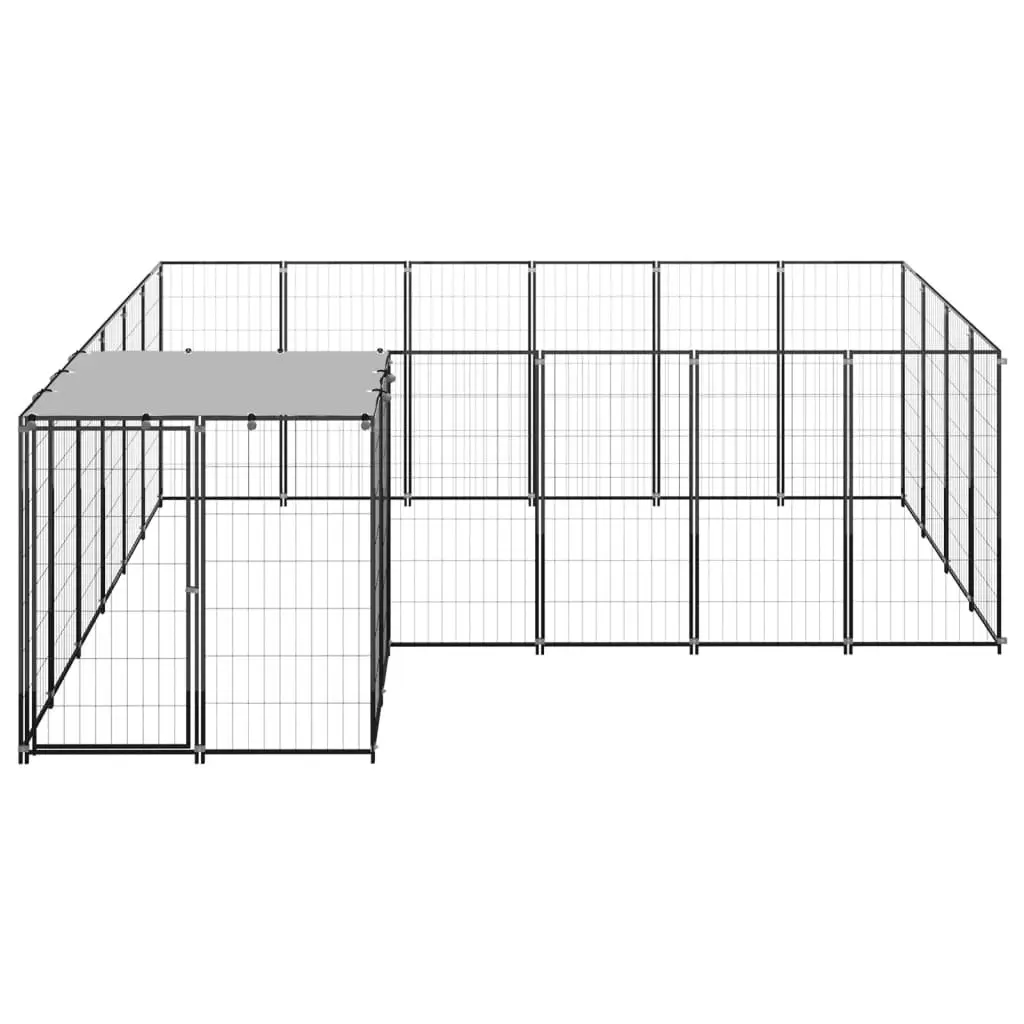 Dog Kennel Black 8.47 mÂ² Steel 3082212