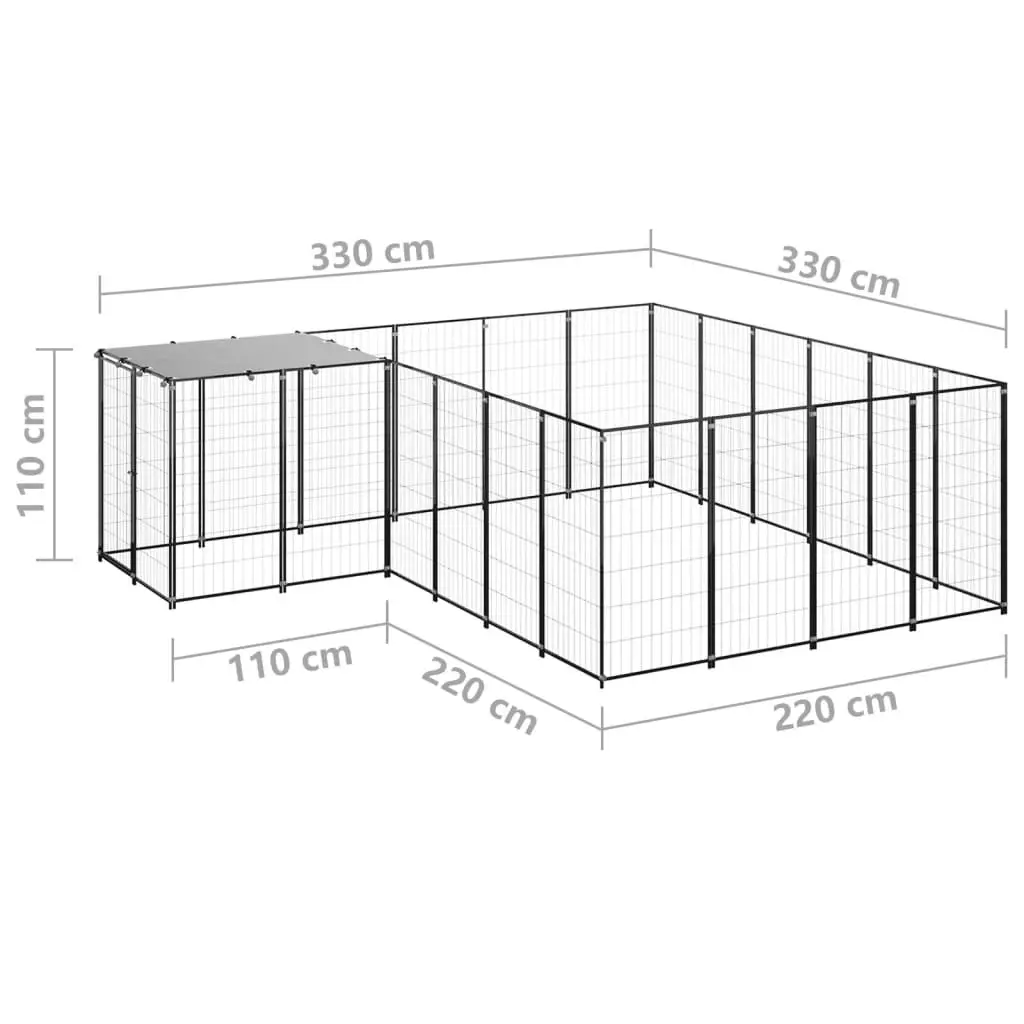 Dog Kennel Black 8.47 mÂ² Steel 3082212