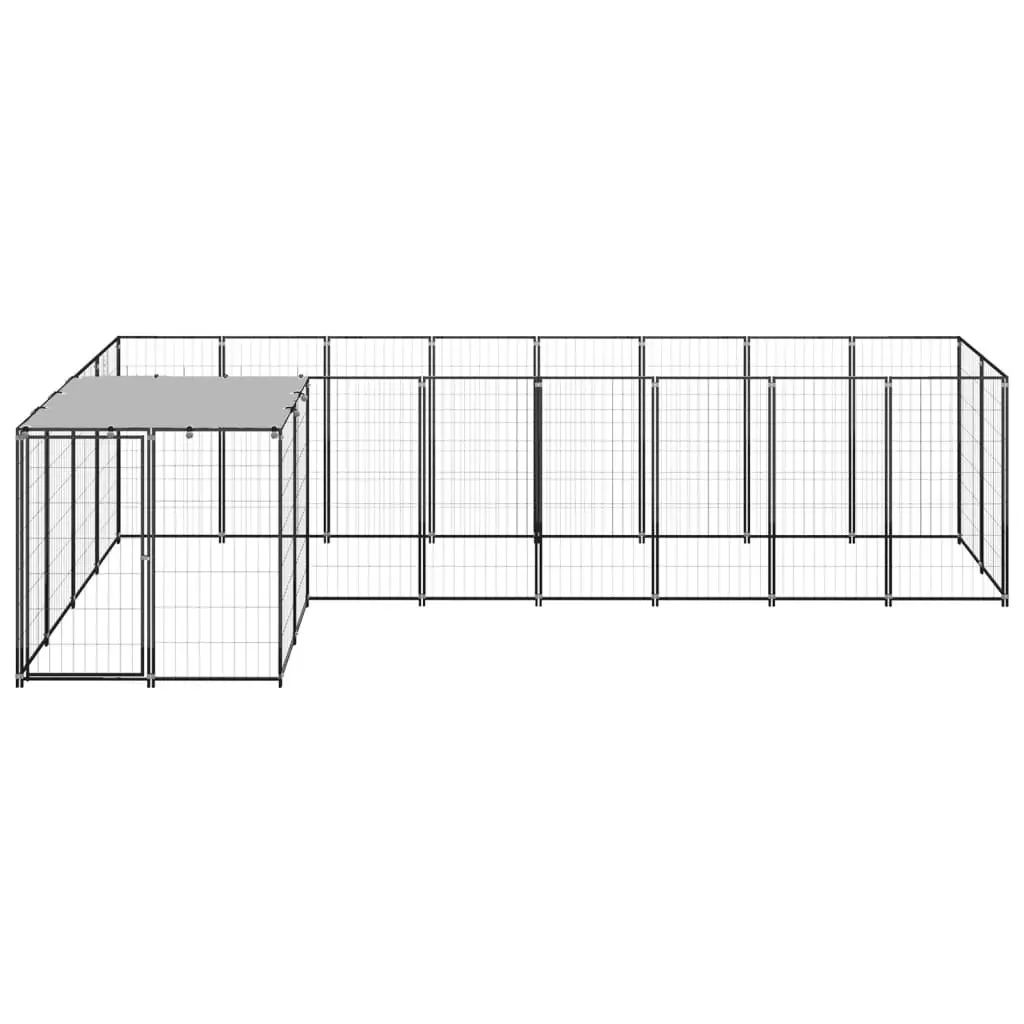 Dog Kennel Black 6.05 mÂ² Steel 3082225