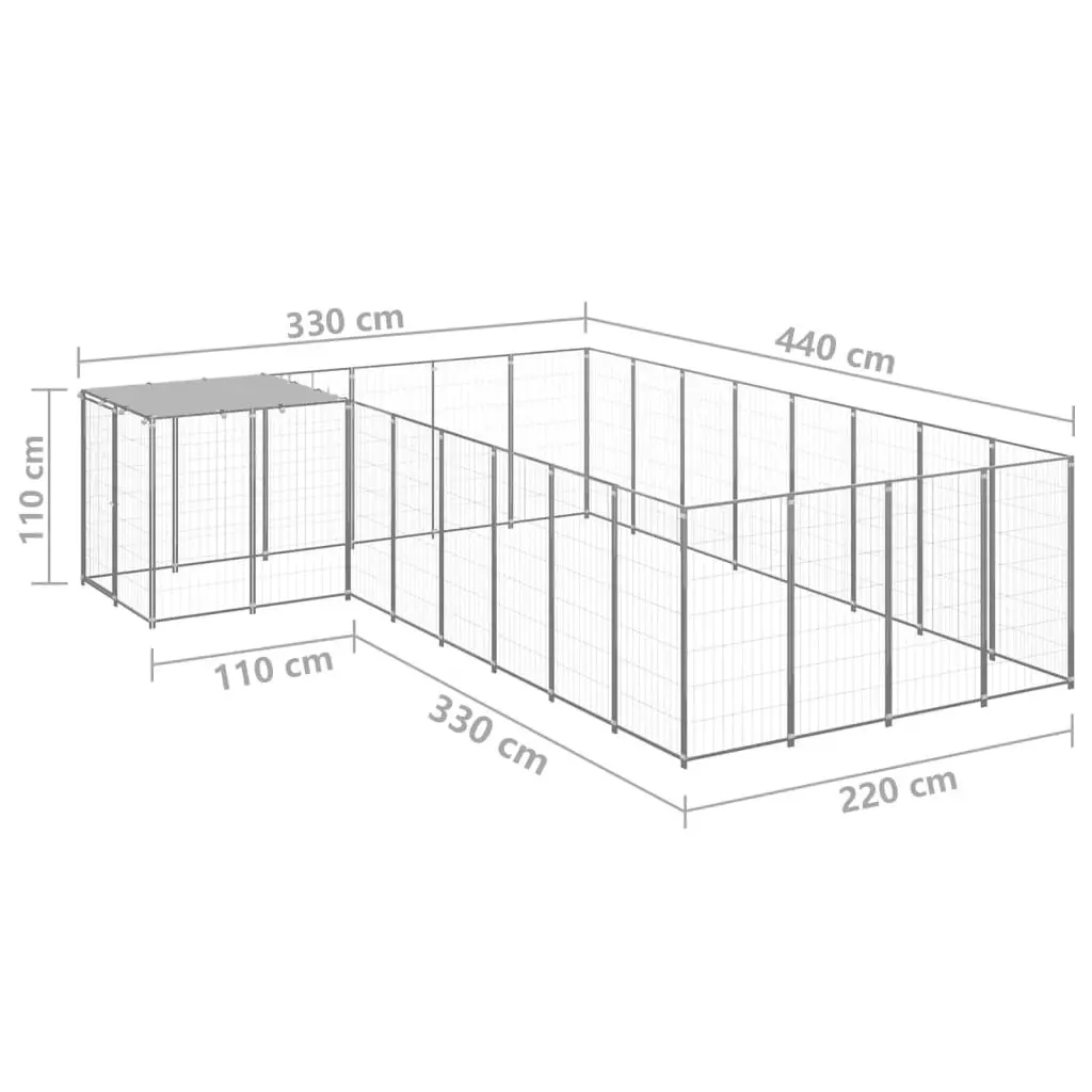 Dog Kennel Silver 10.89 mÂ² Steel 3082232