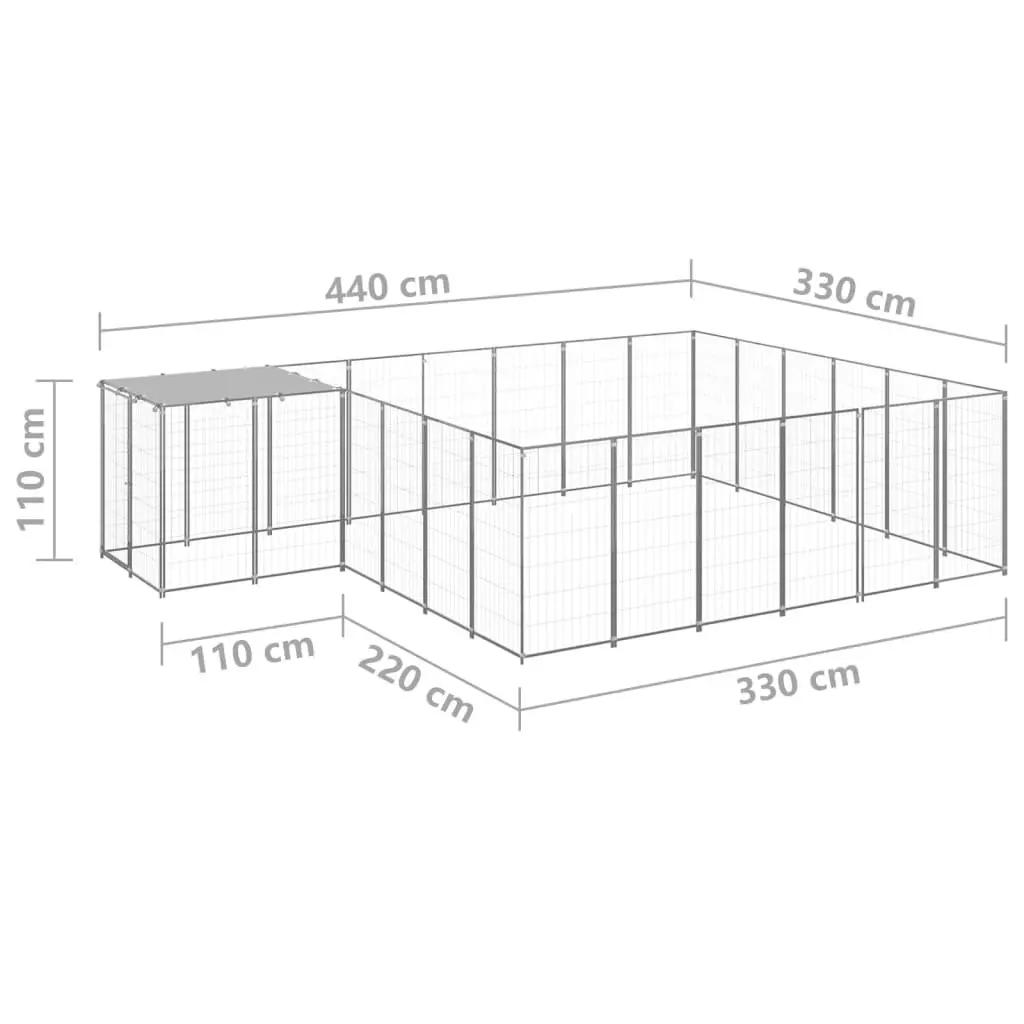 Dog Kennel Silver 12.1 mÂ² Steel 3082220