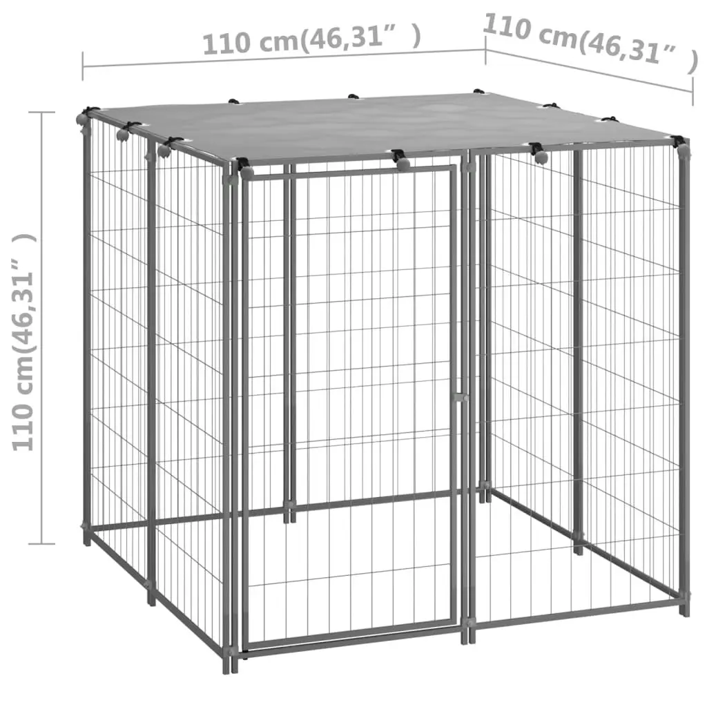 Dog Kennel Silver 110x110x110 cm Steel 150785