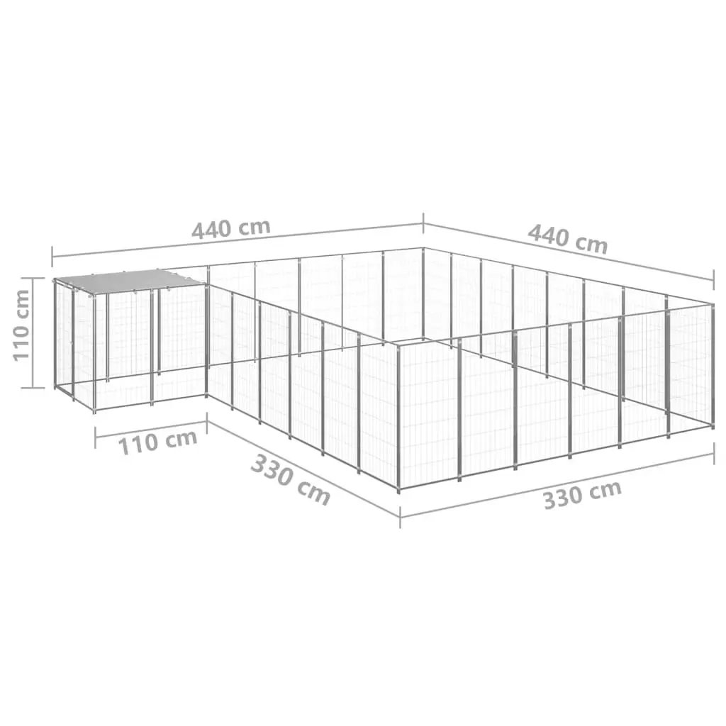 Dog Kennel Silver 15.73 mÂ² Steel 3082233