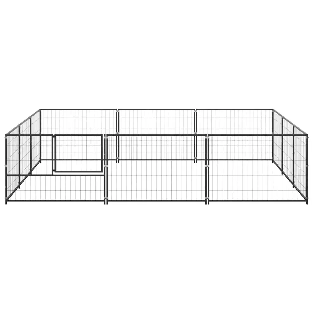 Dog Kennel Black 9 mÂ² Steel 3082127