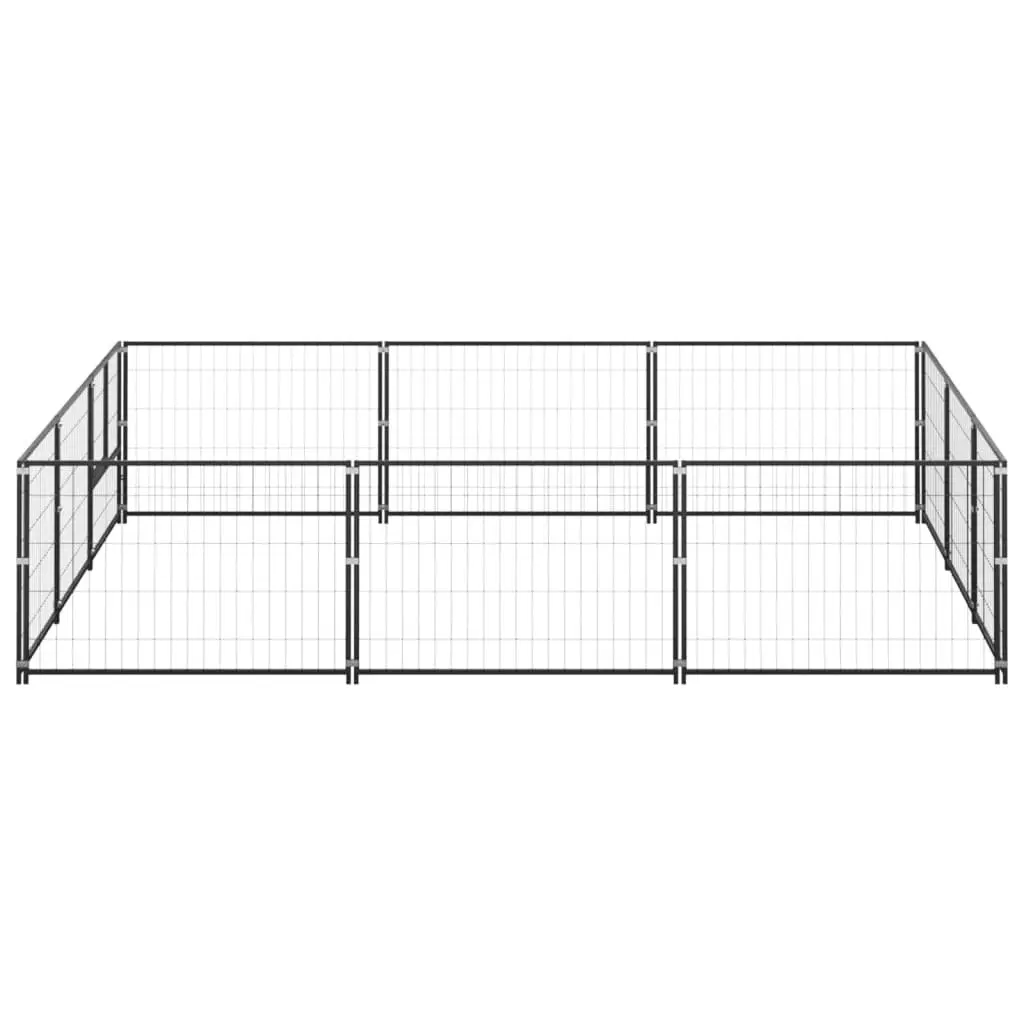 Dog Kennel Black 9 mÂ² Steel 3082127