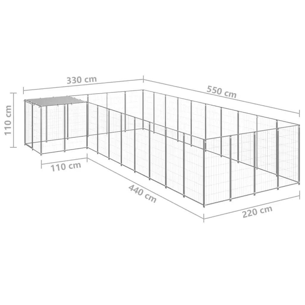 Dog Kennel Silver 13.31 mÂ² Steel 3082244