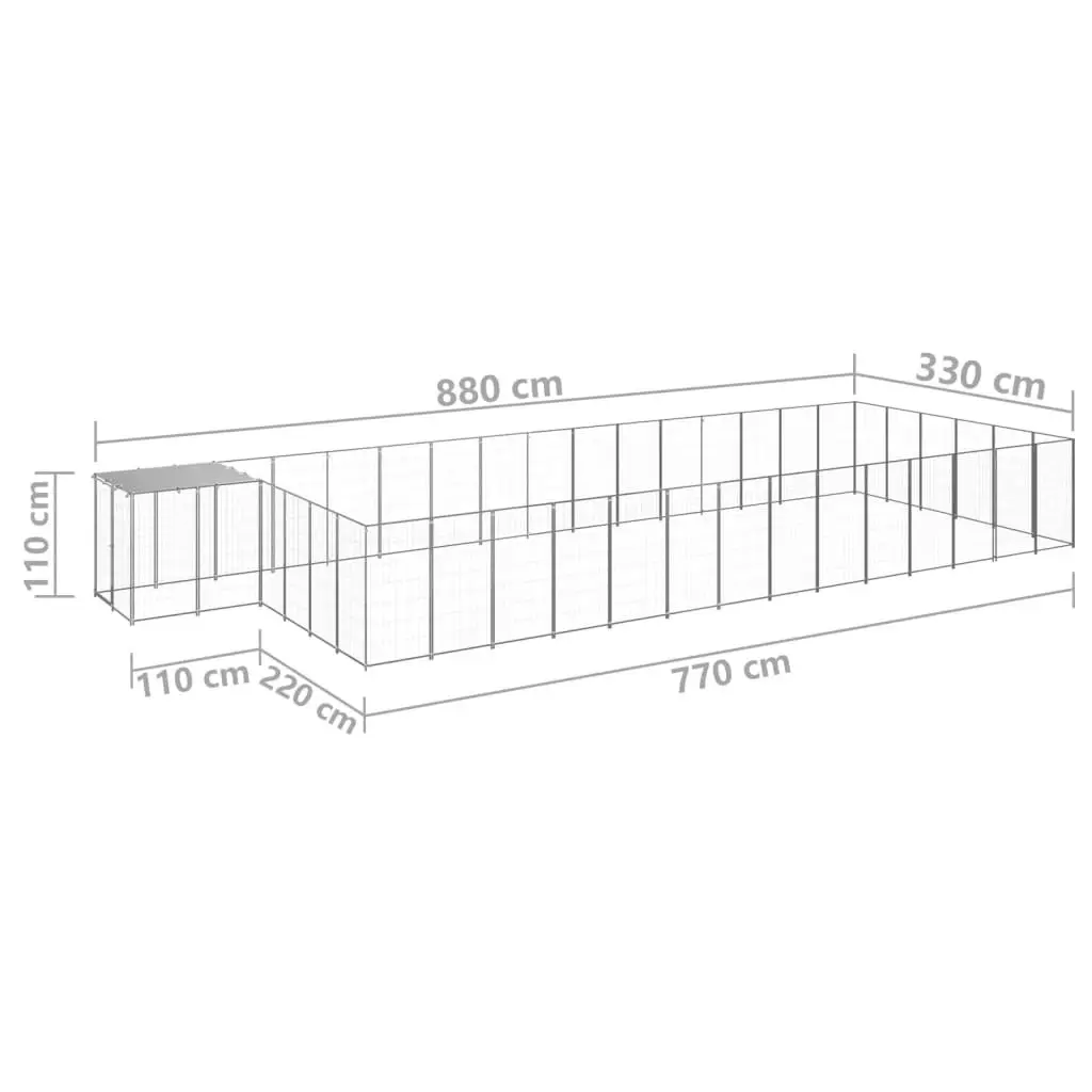 Dog Kennel Silver 26.62 mÂ² Steel 3082224