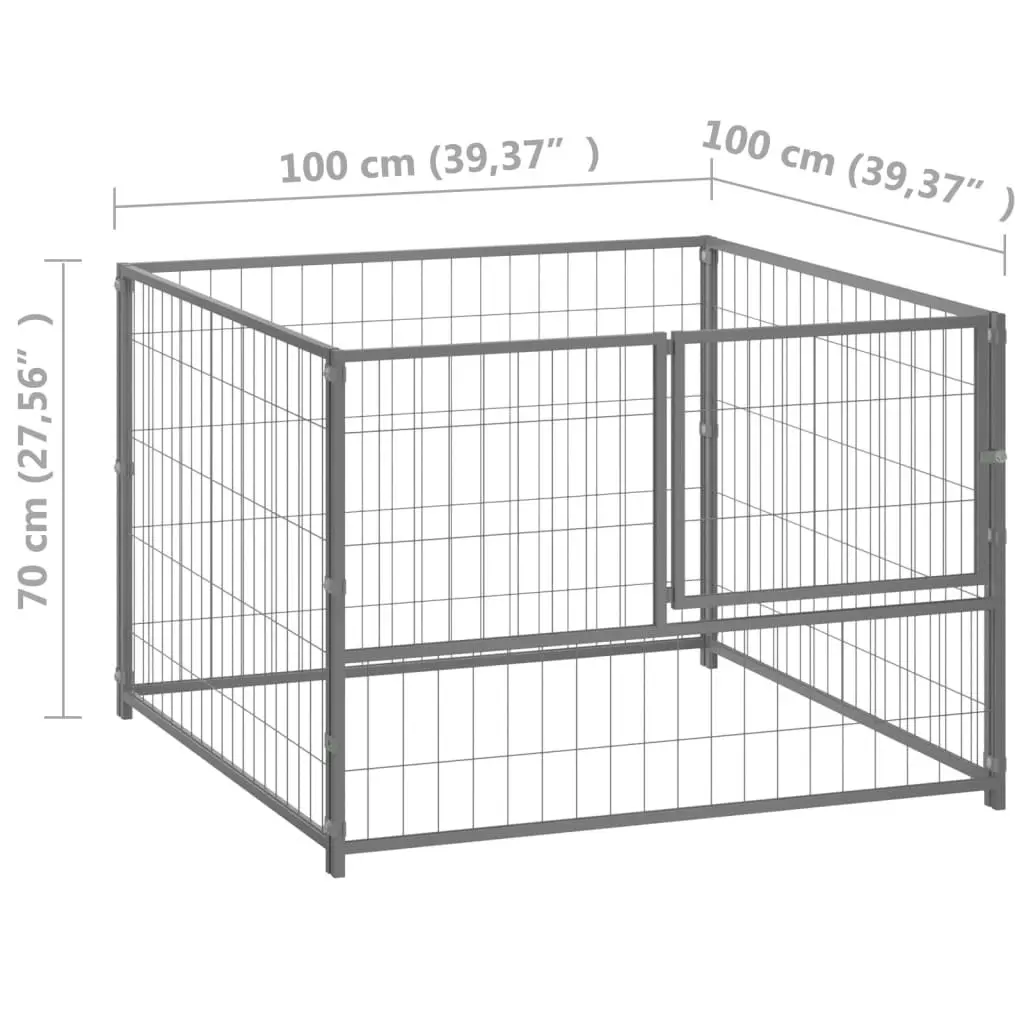 Dog Kennel Silver 100x100x70 cm Steel 150792