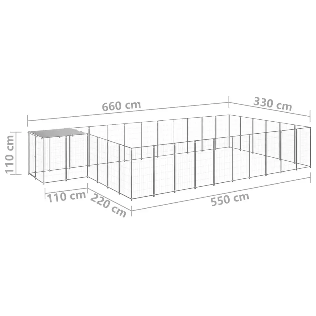 Dog Kennel Silver 19.36 mÂ² Steel 3082222