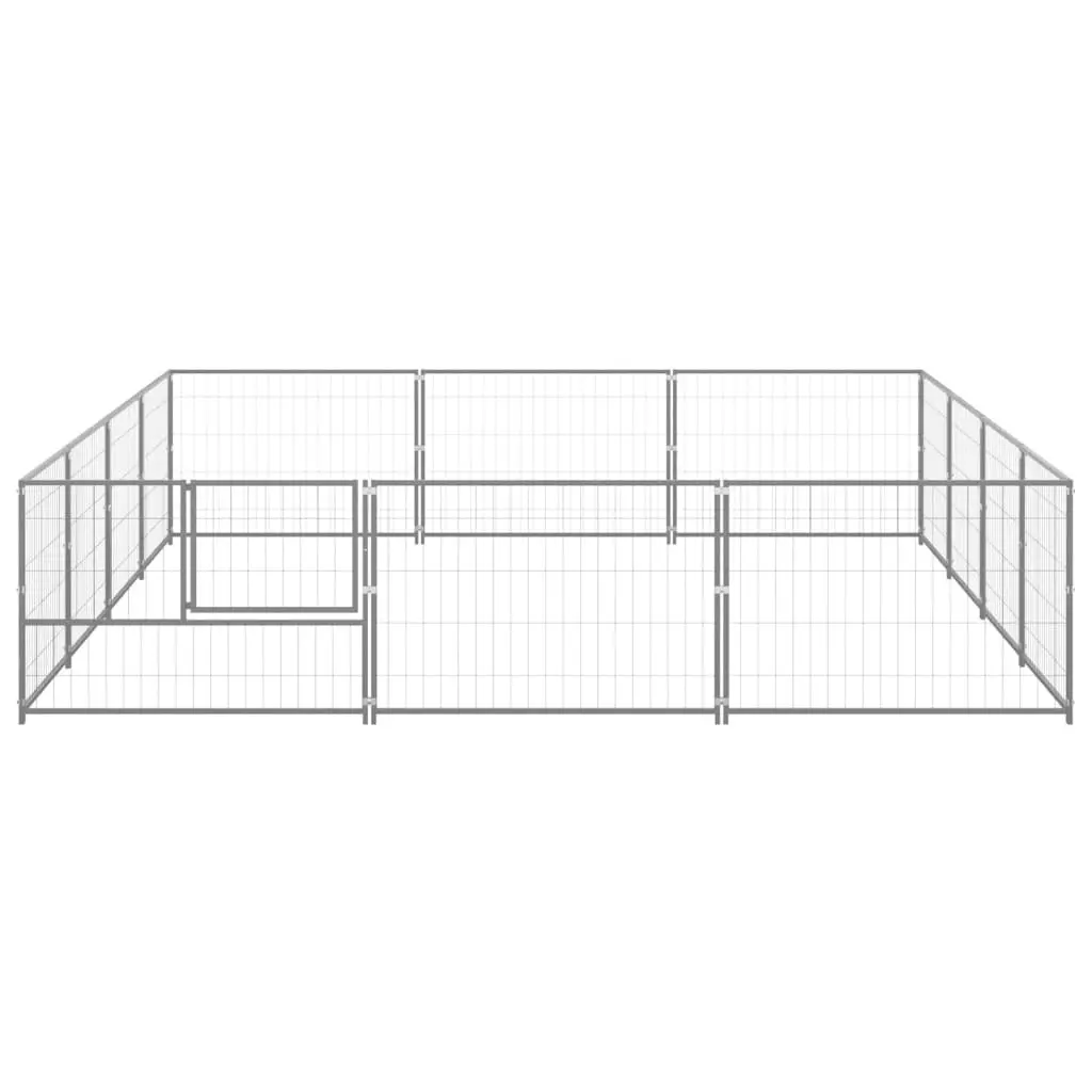 Dog Kennel Silver 12 mÂ² Steel 3082136