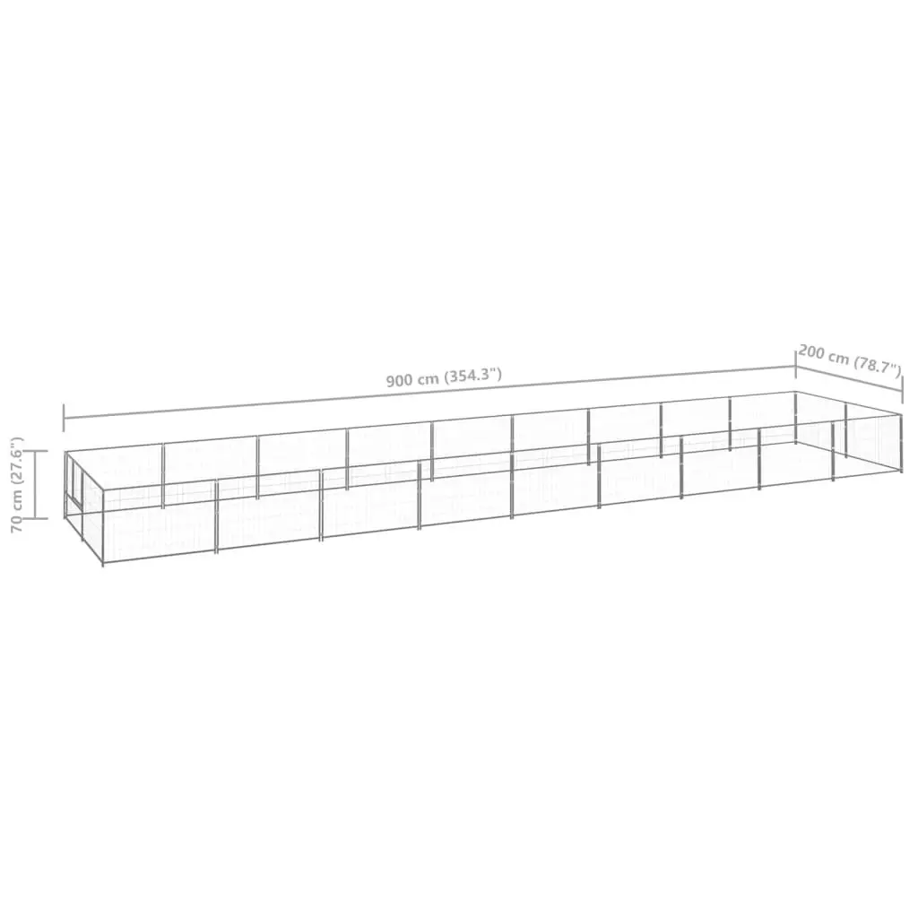 Dog Kennel Silver 18 mÂ² Steel 3082125