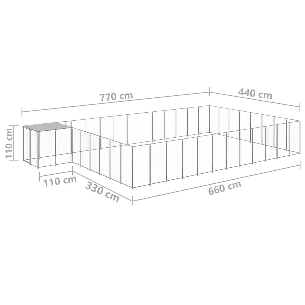 Dog Kennel Silver 30.25 mÂ² Steel 3082236