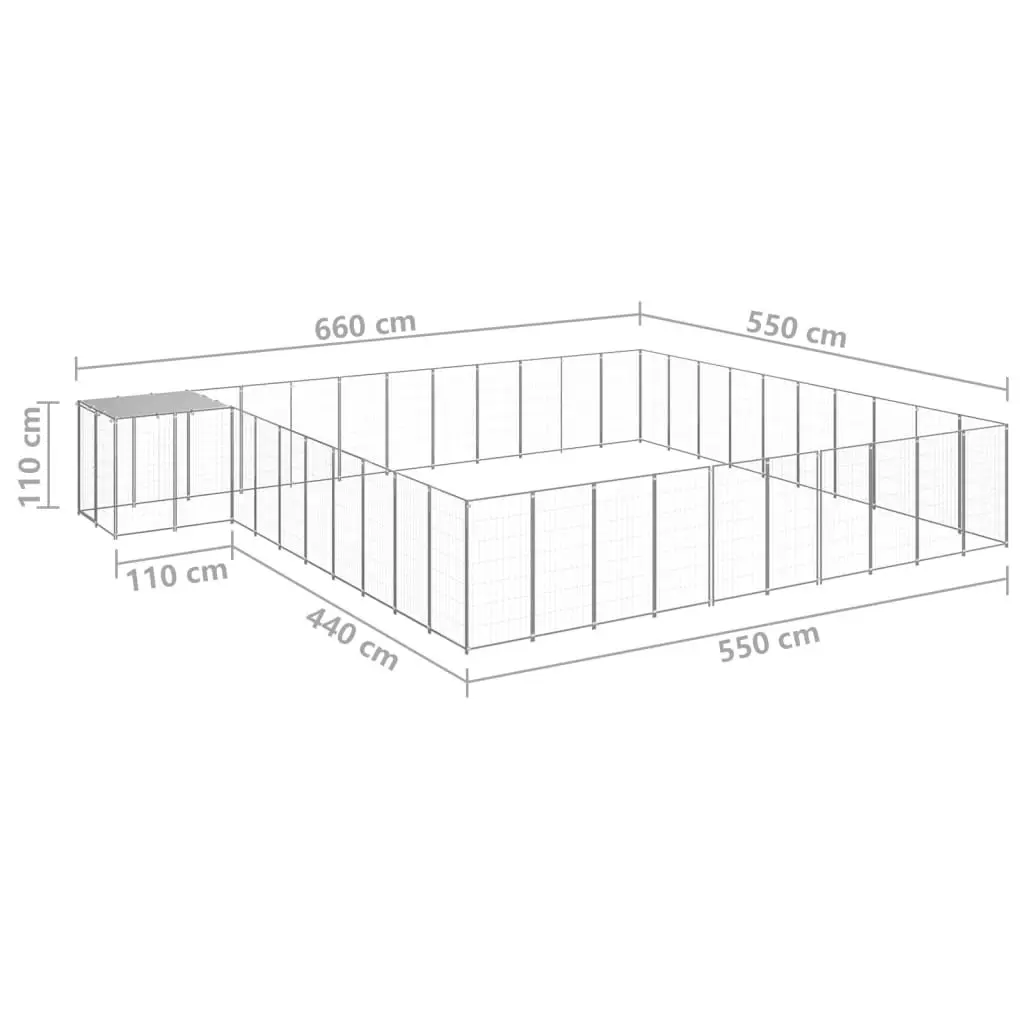 Dog Kennel Silver 31.46 mÂ² Steel 3082247