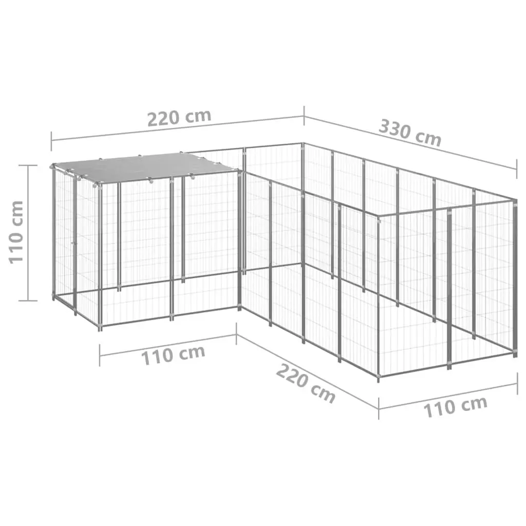 Dog Kennel Silver 4.84 mÂ² Steel 3082218