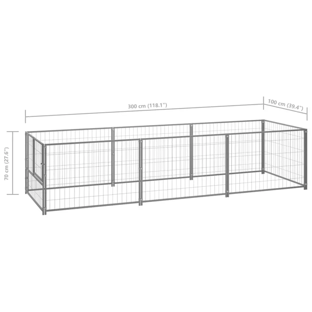 Dog Kennel Silver 3 mÂ² Steel 3082101