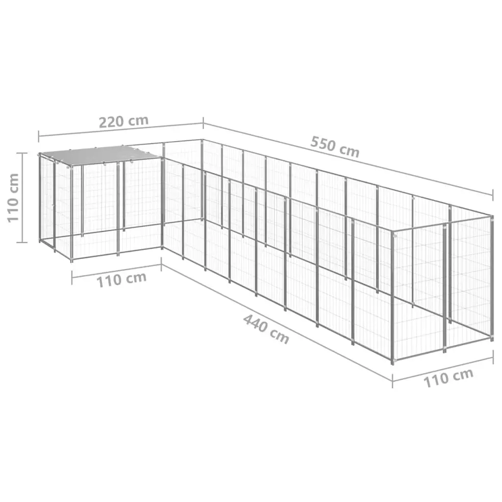 Dog Kennel Silver 7.26 mÂ² Steel 3082243