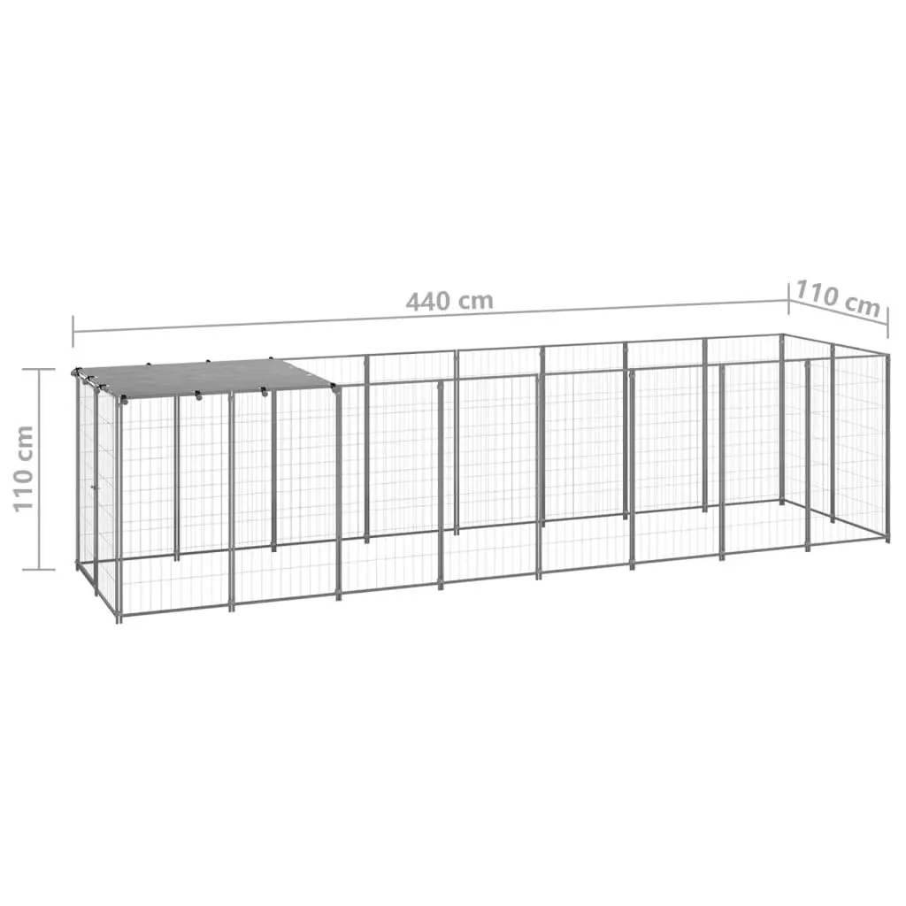 Dog Kennel Silver 4.84 mÂ² Steel 3082203