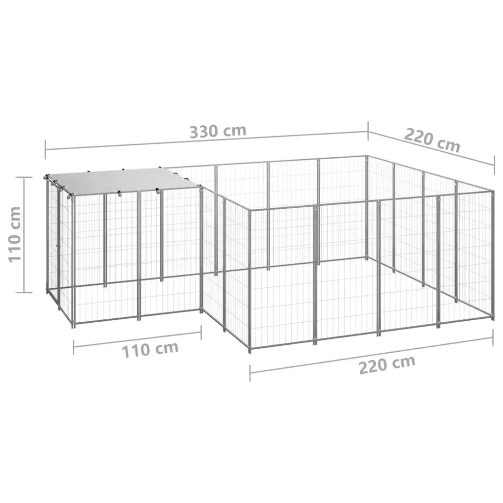 Dog Kennel Silver 6.05 mÂ² Steel 3082208