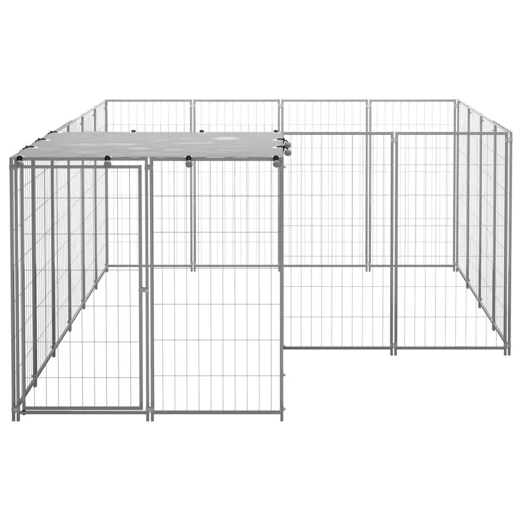 Dog Kennel Silver 6.05 mÂ² Steel 3082208