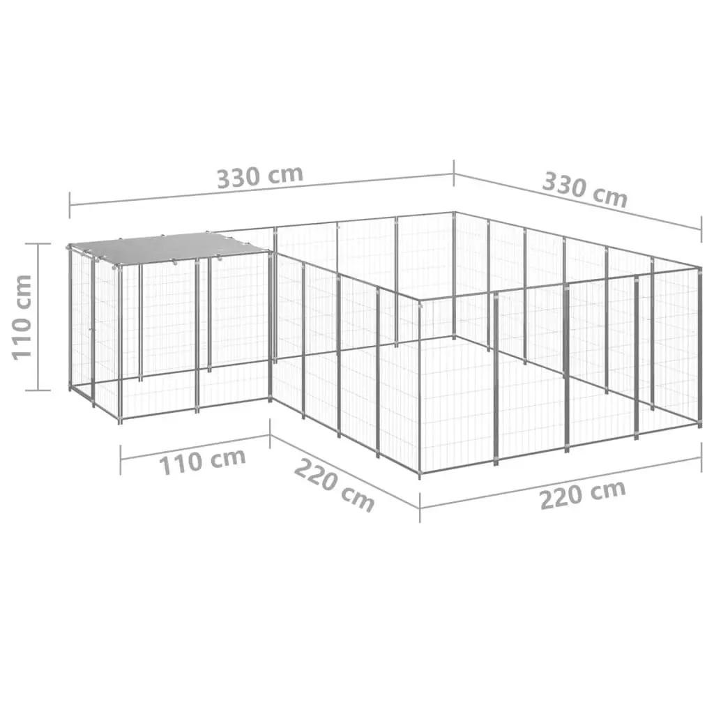 Dog Kennel Silver 8.47 mÂ² Steel 3082219