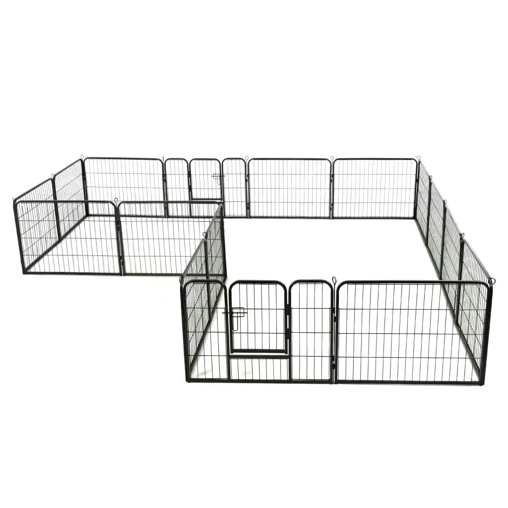 Dog Playpen 16 Panels Steel 60x80 cm Black 275492