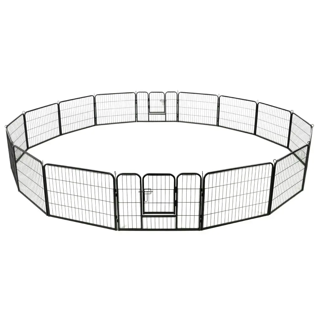 Dog Playpen 16 Panels Steel 60x80 cm Black 275492