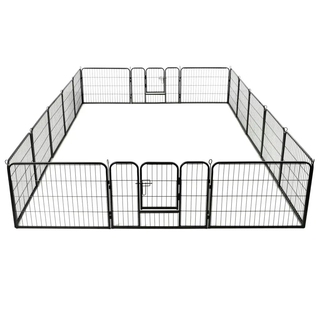 Dog Playpen 16 Panels Steel 60x80 cm Black 275492