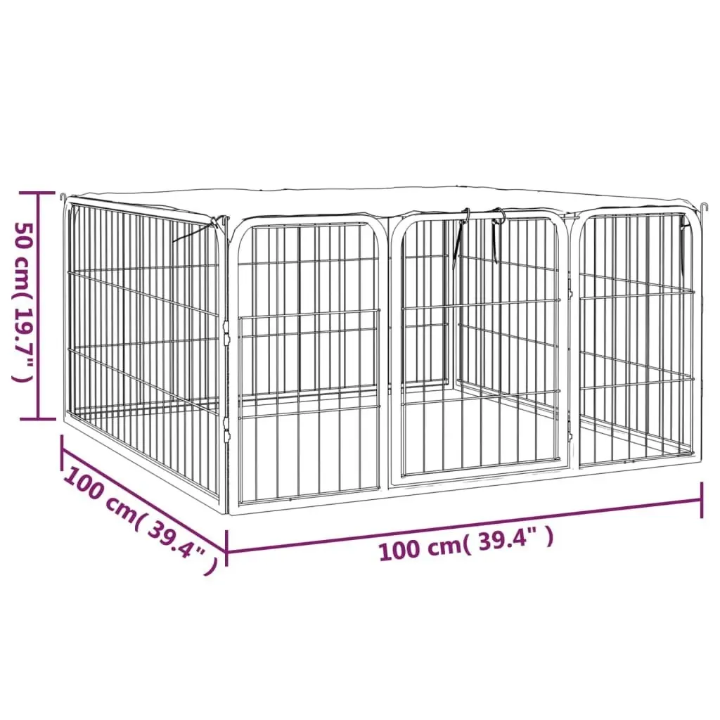 Dog Playpen 4 Panels Black 100x50 cm Powder-coated Steel 171795