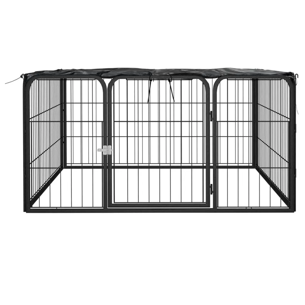 Dog Playpen 4 Panels Black 100x50 cm Powder-coated Steel 171795