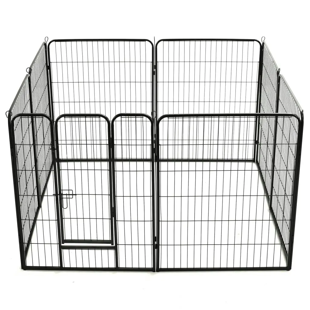 Dog Playpen 8 Panels Steel 80x100 cm Black 170574