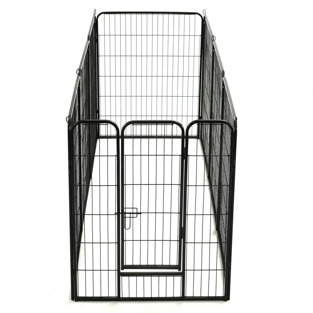 Dog Playpen 8 Panels Steel 80x100 cm Black 170574