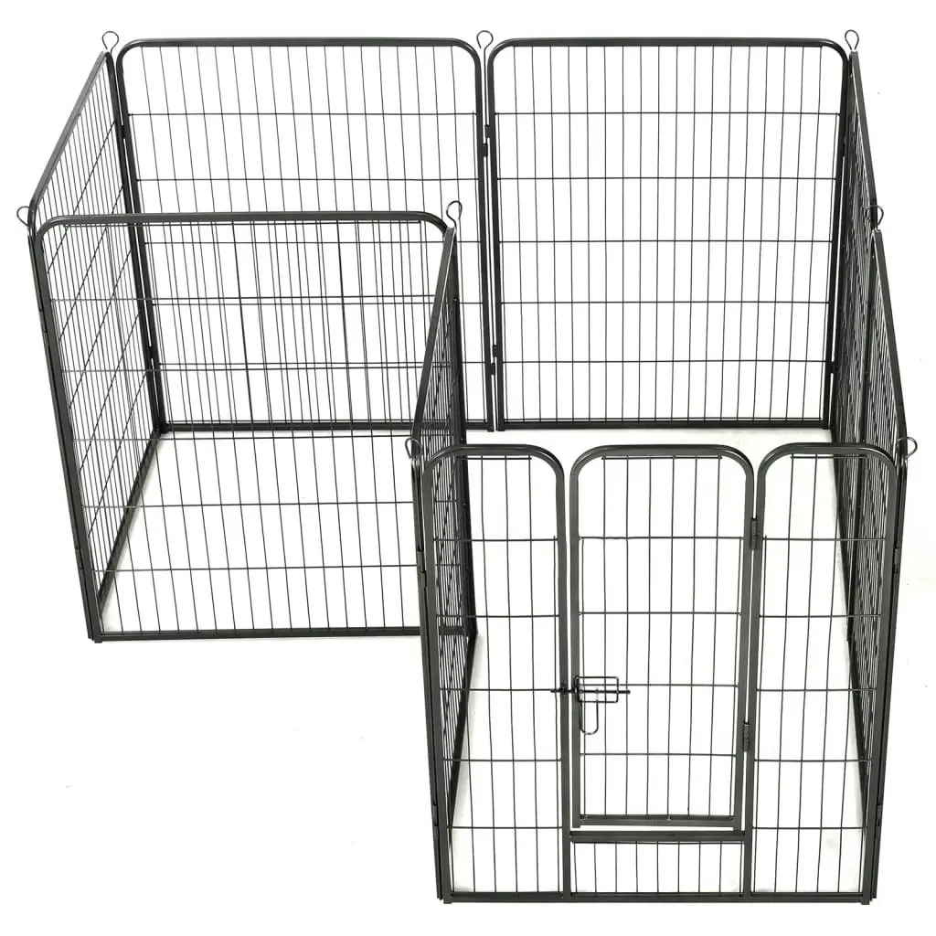 Dog Playpen 8 Panels Steel 80x100 cm Black 170574