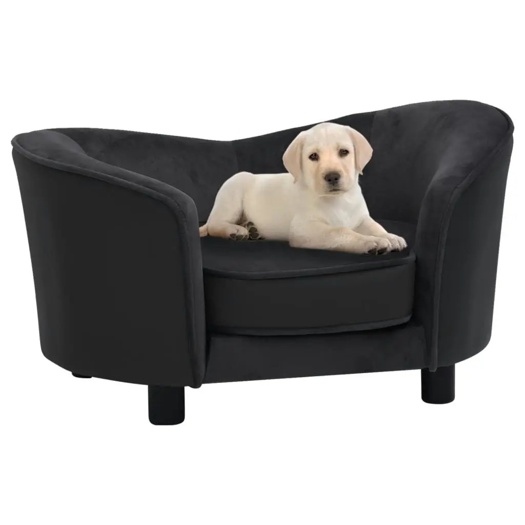 Dog Sofa Black 69x49x40 cm Plush and Faux Leather 171032